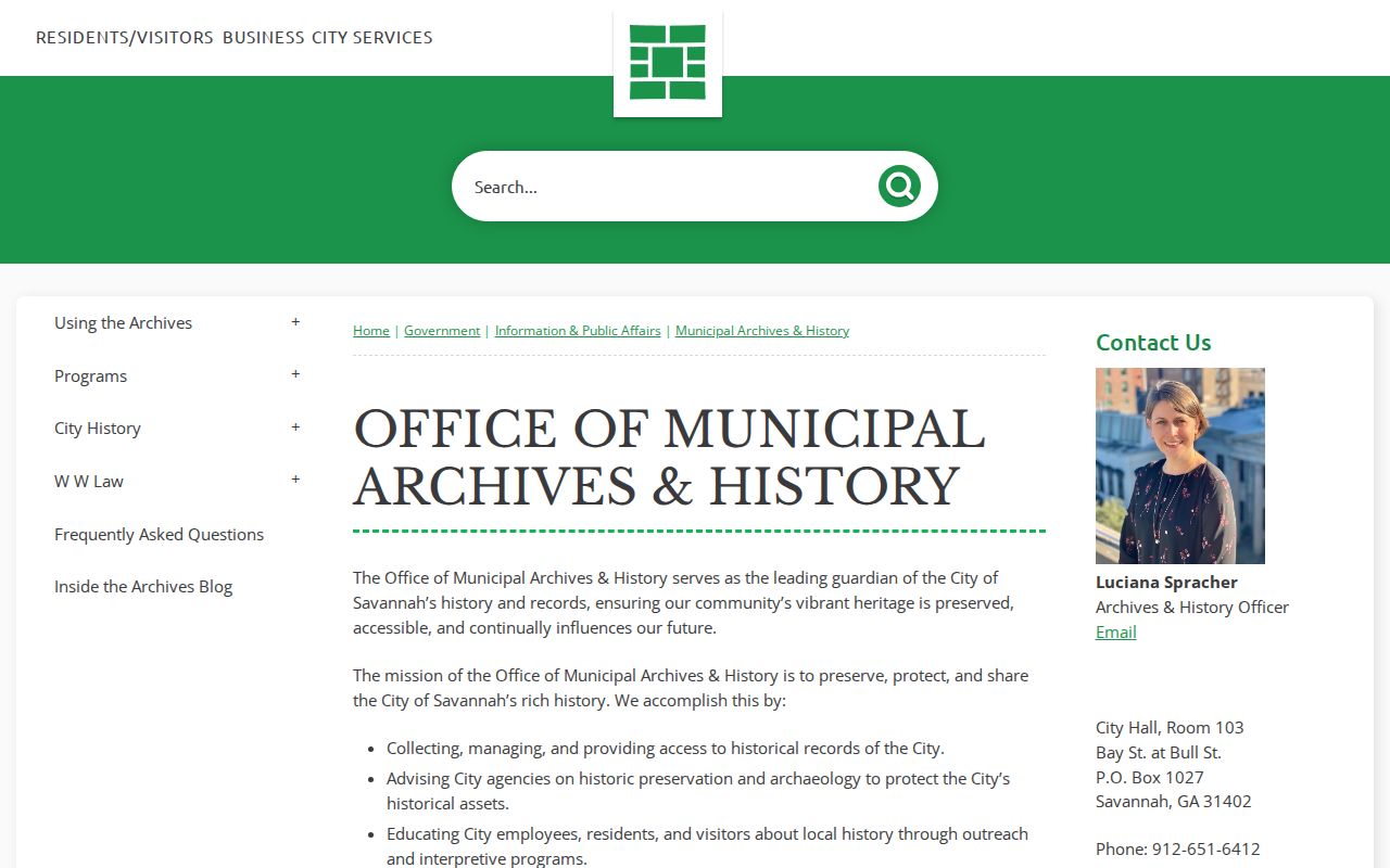 Savannah government records at the Municipal Archives