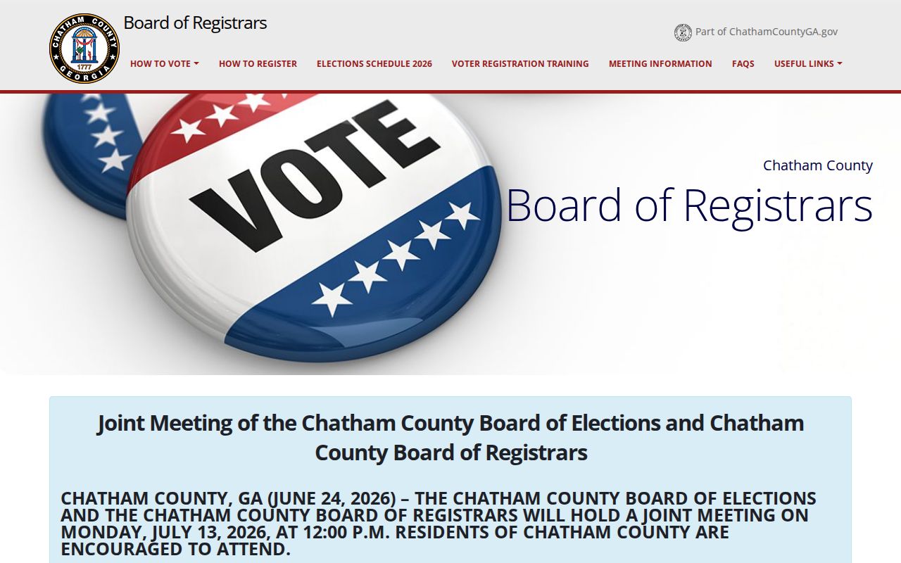 Chatham County Board of Registrars and Elections website